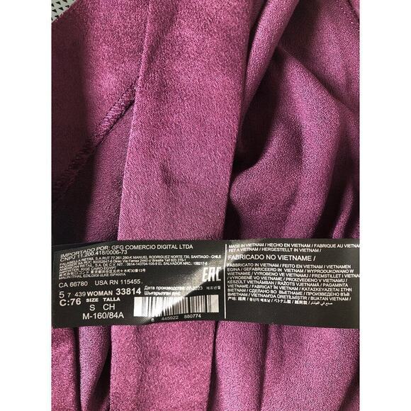 Mango Florence Dress Satin Long Sleeve Buckled Wrap Mini Purple NWT 4 - Picture 8 of 10